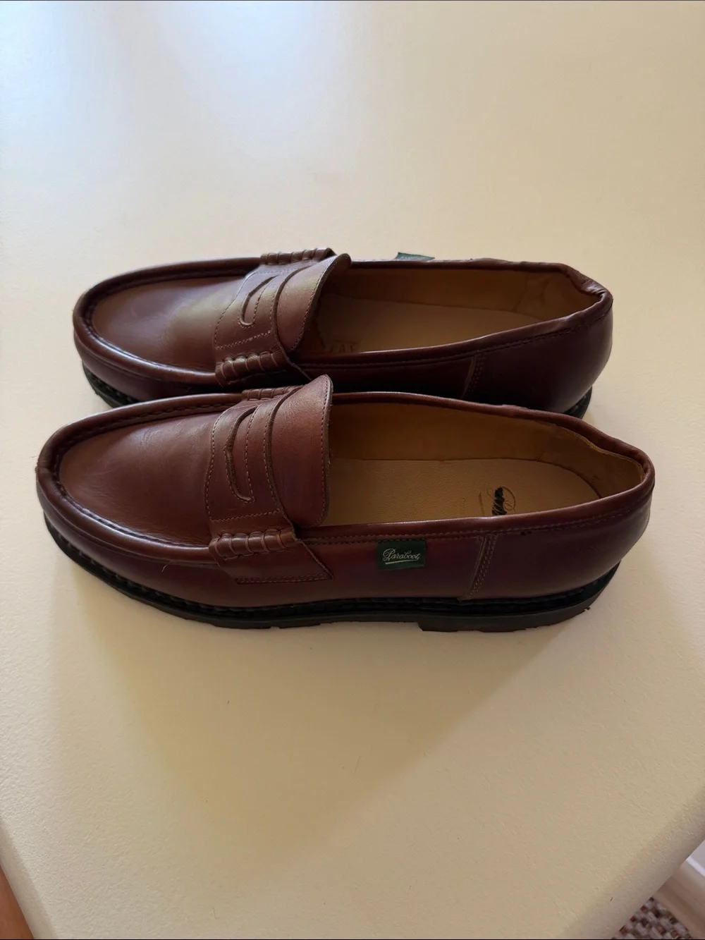 Paraboot Men’s Brown Leather Penny Loafers Sz 9.5.  New. Box28